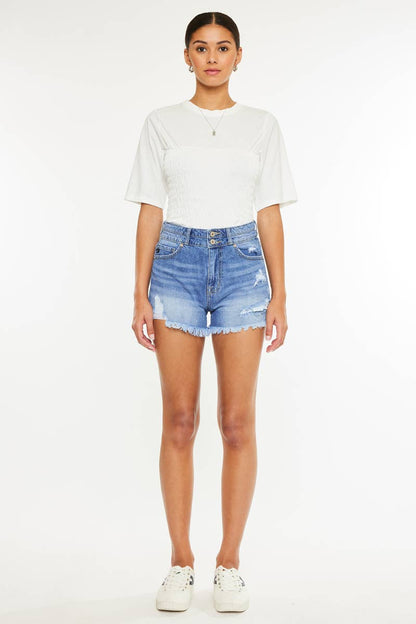OPEN PACK HIGH RISE MOM DENIM SHORTS-KC8560NM