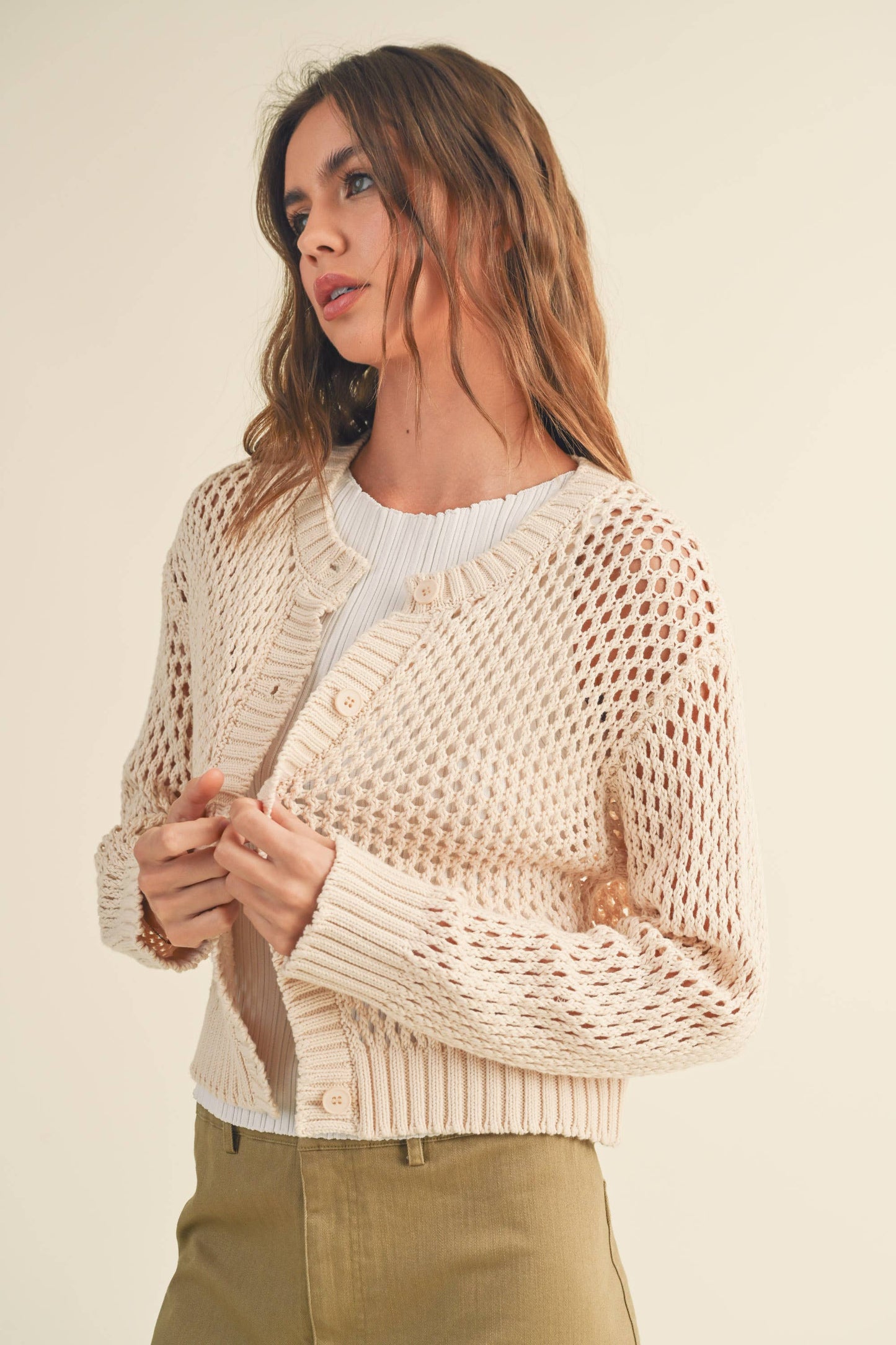 J2844  CROCHET KNITTED BUTTONDOWN CARDIGAN