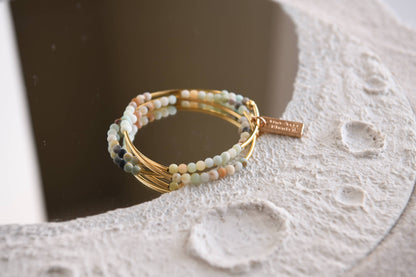 Gemstone and Gold Plated Triple Wrap Bracelets Holiday Gift