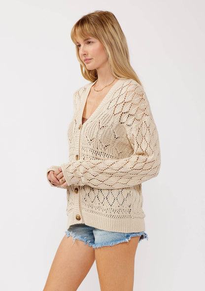 V-neck Button-Front Ribbed Sweater Cardigan