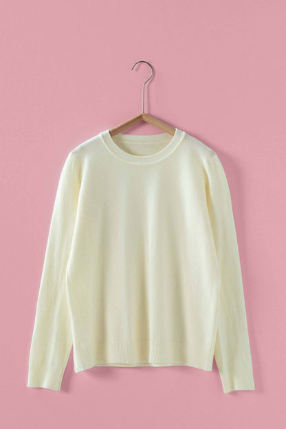 Soft Viscose Blend Crewneck Knit Pullover