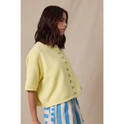 BUTTON-UP SWEATER KNIT TOP