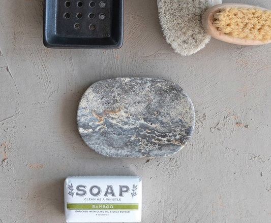 Oval Travertine Soap Dish