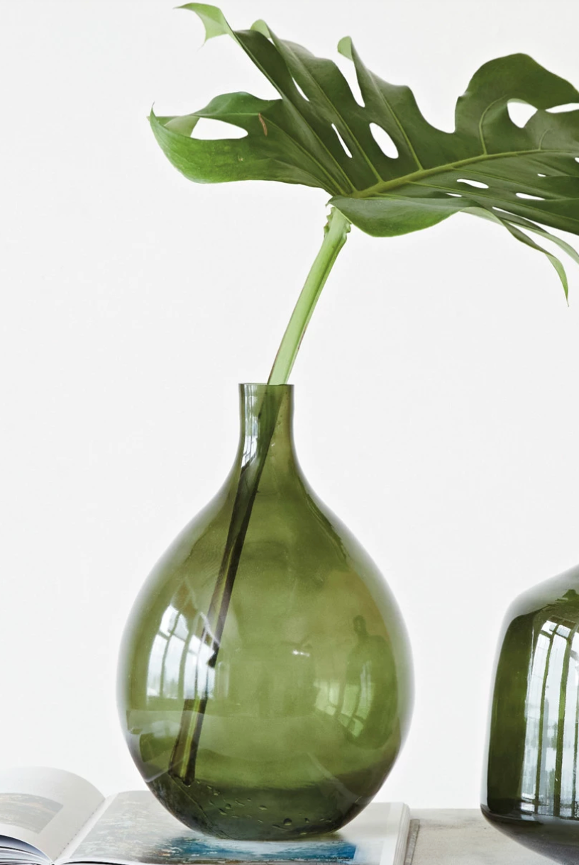 Glass Bottle Vase, Green