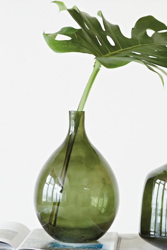 Glass Bottle Vase, Green
