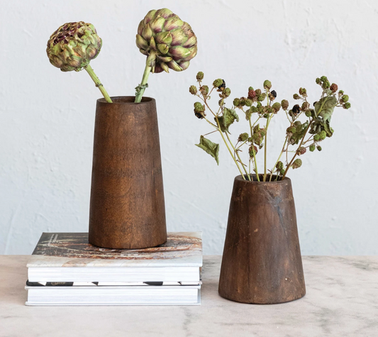 Found Wood Vases, Set of 2 (Each One Will Vary)
