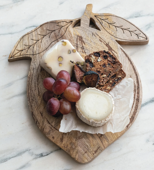Mango Wood Laser Etched Lemon Shaped Cheese/Cutting Board