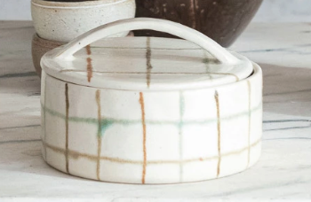 Hand-Painted Stoneware Dish & Lid (Each One Will Vary)