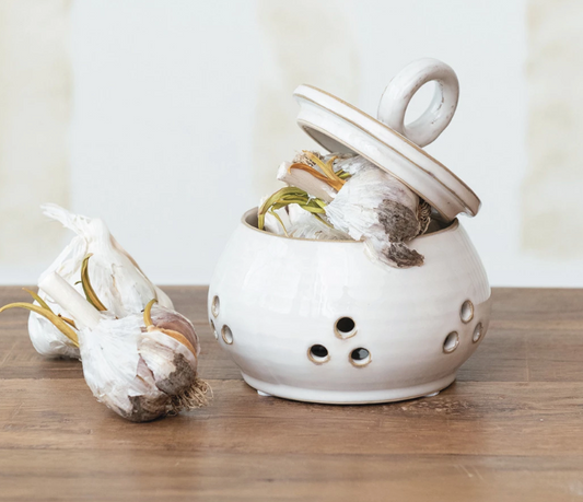 Stoneware Garlic/Onion Keeper (Each One Will Vary)