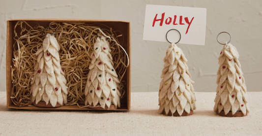 Handmade Place Card/Photo Holders w/ Base & 12 Paper Cards, Boxed Set of 4