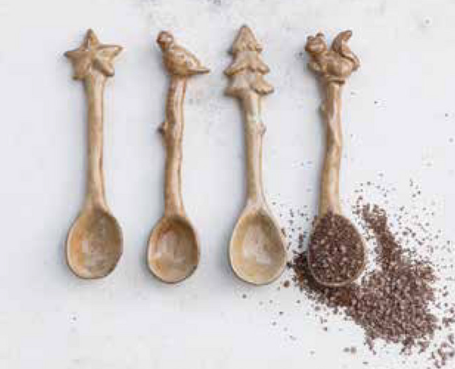 Stoneware Spoon w/ Shaped Handle, 4 Styles (Each One Will Vary)