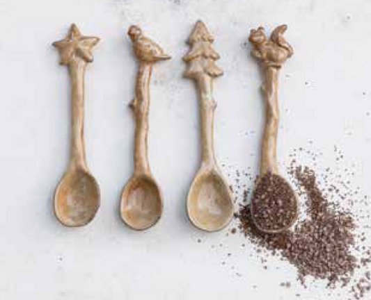 Stoneware Spoon w/ Shaped Handle, 4 Styles (Each One Will Vary)