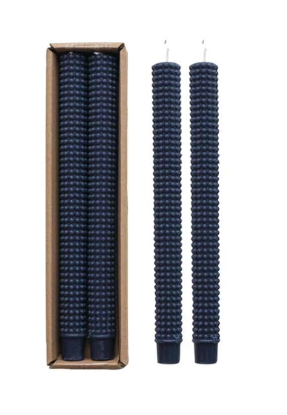 Unscented Hobnail Taper Candles in Box, Set of 2
