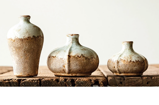 Distressed Terracotta Vases, Set of 3