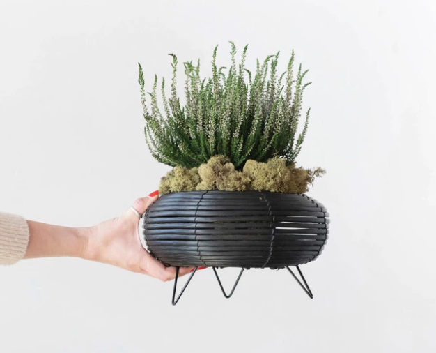Plastic Planter with Metal Feet