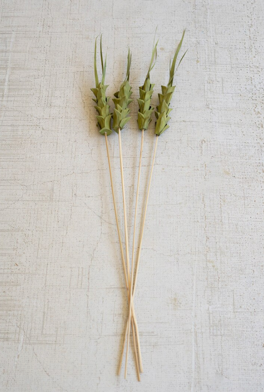 Bundle of 4 Faux Dried Green Pineapple on a Stem