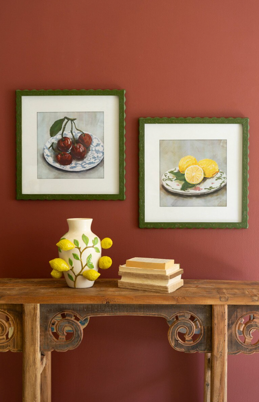 Set of 2 Framed Fruit Prints under Glass