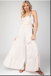 Lace Trim Tiered Sleeveless Jumpsuit
