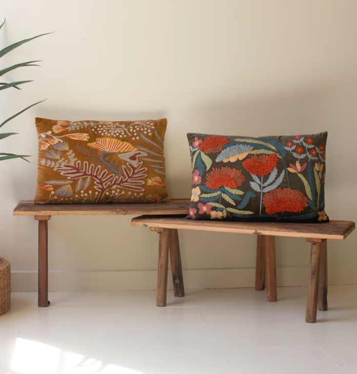 Embroidery Pillows with Flowers