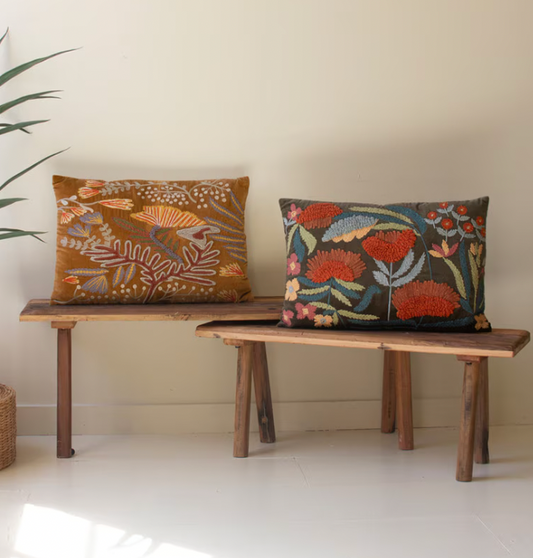 Embroidery Pillows with Flowers