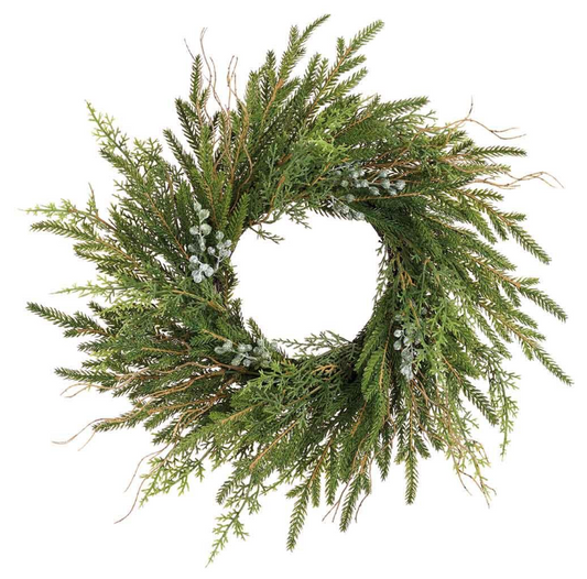 14" Juniper/Cypress Wreath  Green