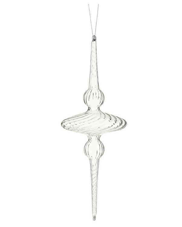 15" Glass Finial Ornament  Clear