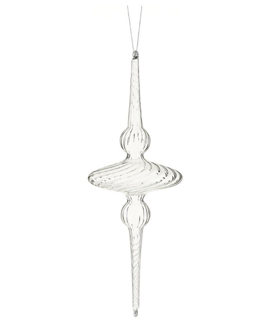 15" Glass Finial Ornament  Clear