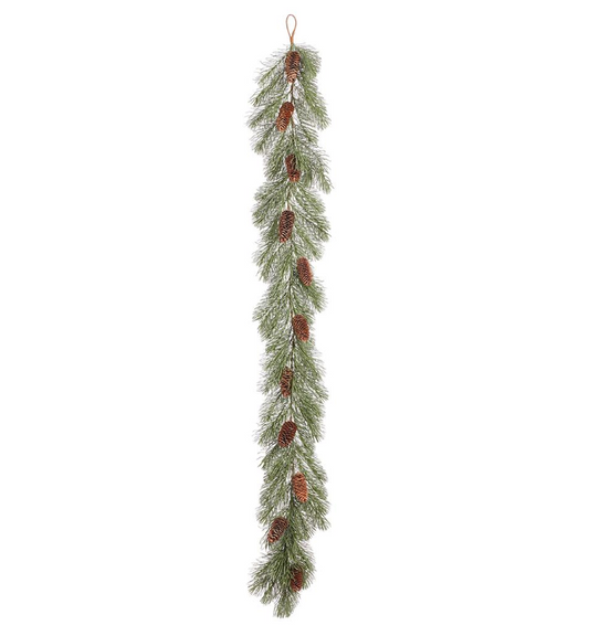 6' Pine/Pine Cone Garland  Green Brown
