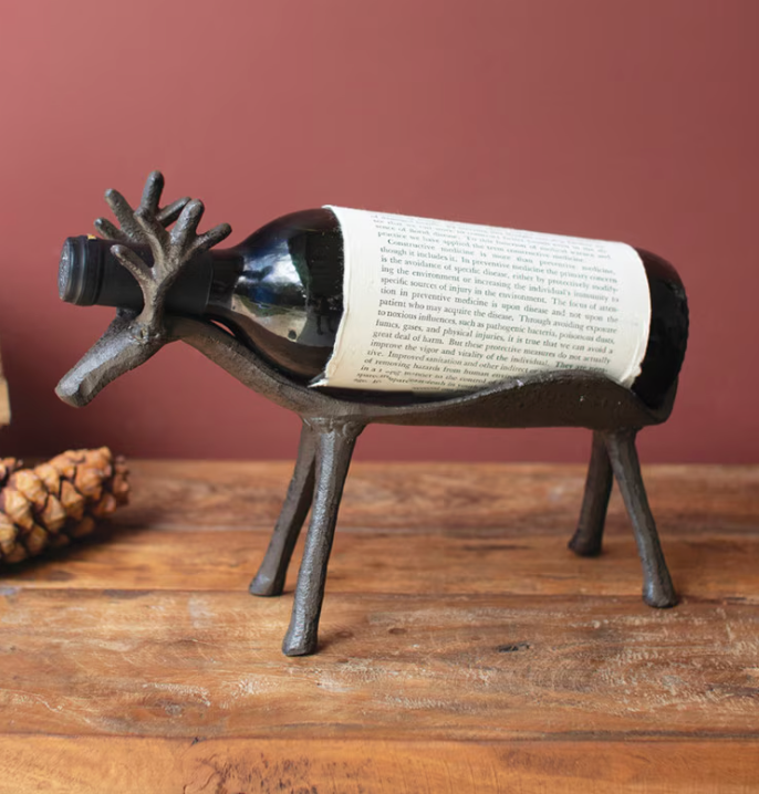 Cast Iron Reindeer Wine Bottle Holder