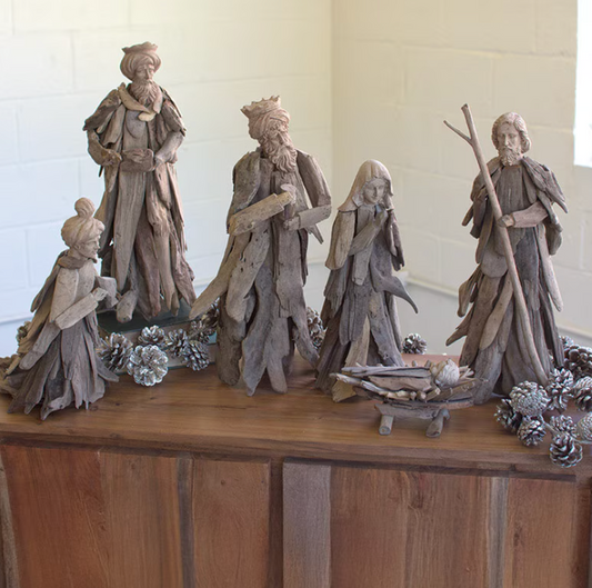 Set of Six Driftwood Nativity Set
