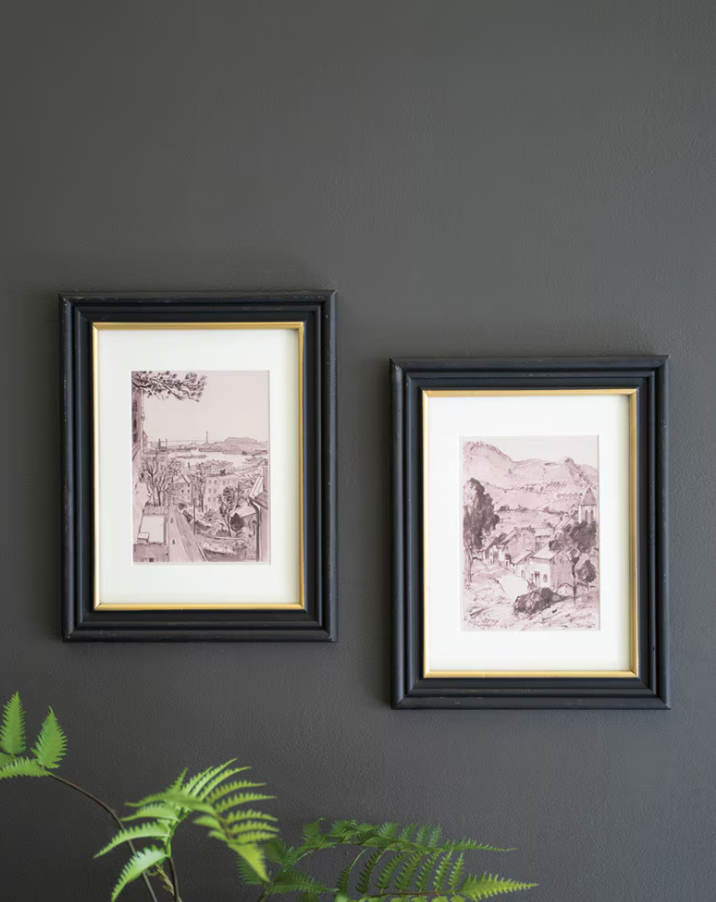 Framed Town Prints under Glass