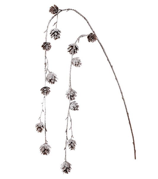 36" Glittered Pine Cone Hanging Spray Brown