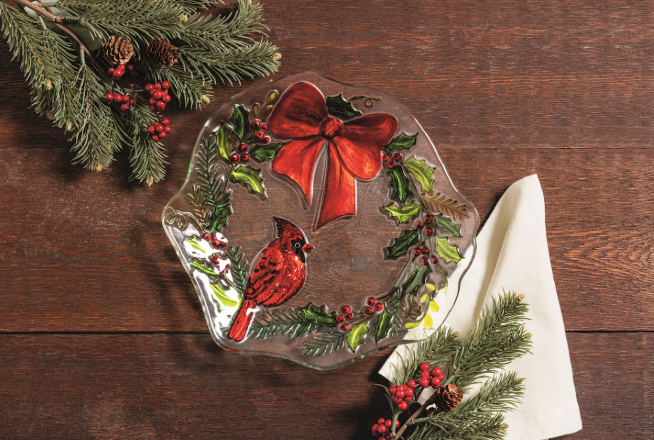 Fused Glass Wreath Plate