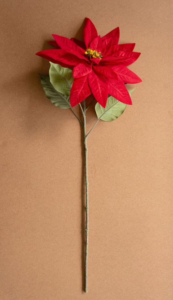 Artificial Red Poinsettia Stem