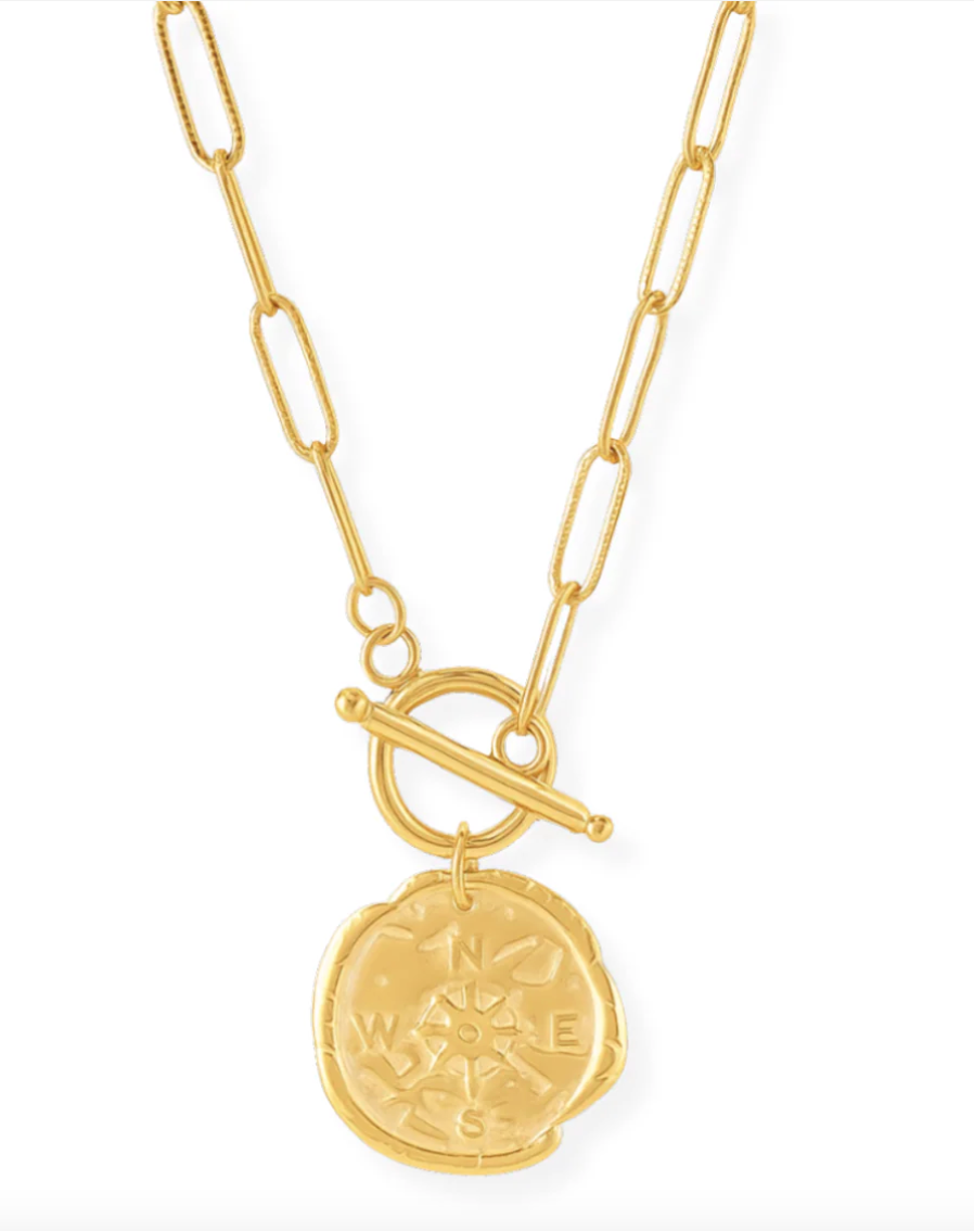ELLIE VAIL ASHER COMPASS PENDANT TOGGLE CHAIN NECKLACE