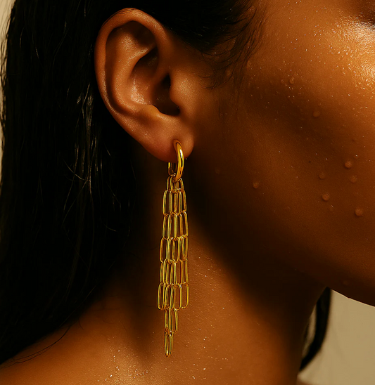 ELLIE VAIL OLANDRIA DROP CHAIN HUGGIE HOOP EARRING
