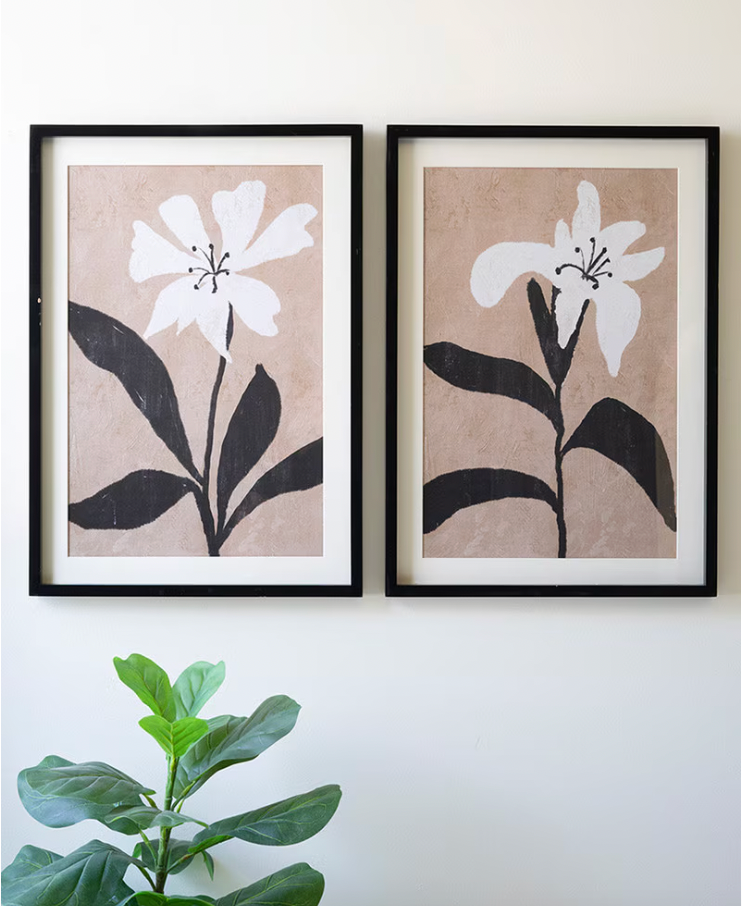 Framed Flower Prints Under Glass