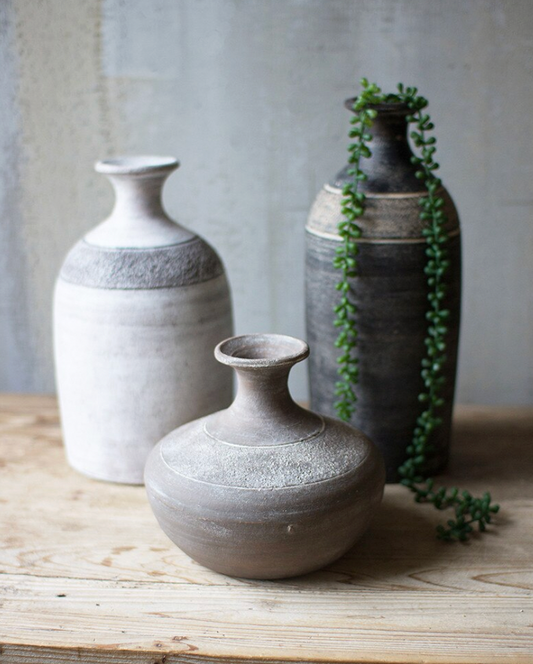 Black Grey and White Clay Vessels