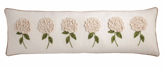 White Hydrangea Long Pillow