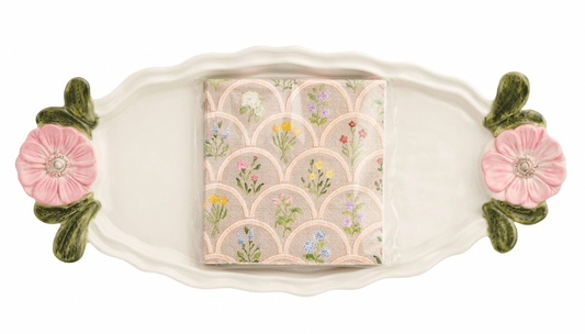 Flower Handle Tray & Napkin Set