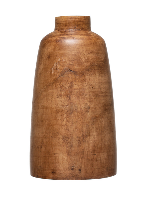 Paulownia Wood Vase, Walnut Stained Finish