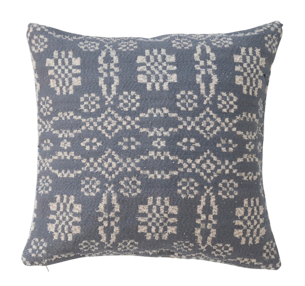 20" Woven Cotton Jacquard Pillow, Polyester Fill