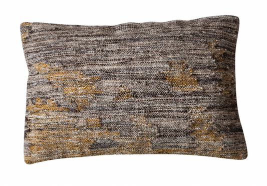 24"L x 16"H Woven Melange New Zealand Wool Blend Lumbar Pillow