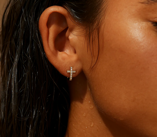 ELLIE VAIL Ridge Cross Huggie Hoop Earring