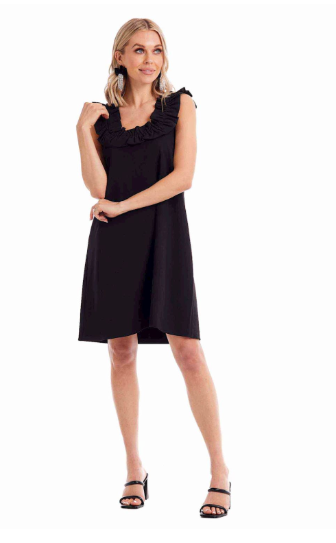 Black Larkin Ruffle Dress