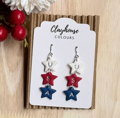Red, White & Blue Clay Earrings
