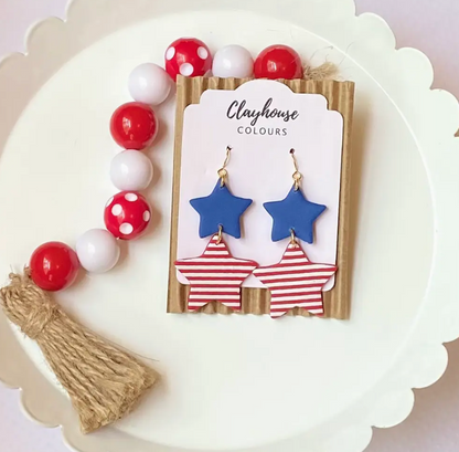Red, White & Blue Clay Earrings