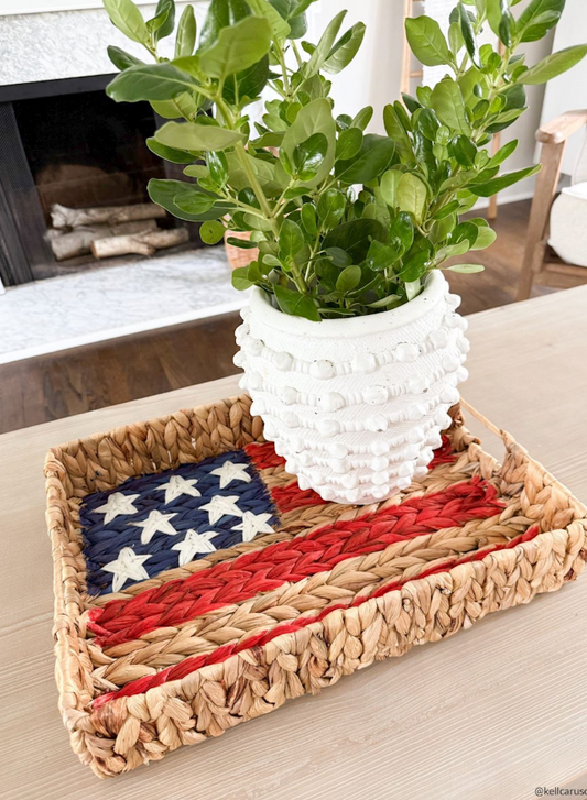 Flag Woven seagrass basket tray.