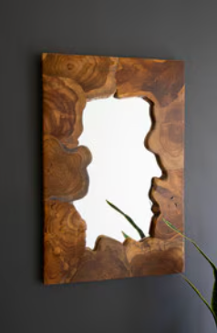 Live Edge Teakwood Framed Puzzle Mirror