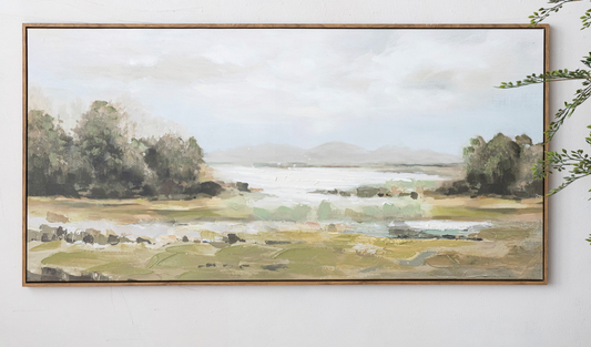 Wood Framed Canvas Wall Decor with Landscape